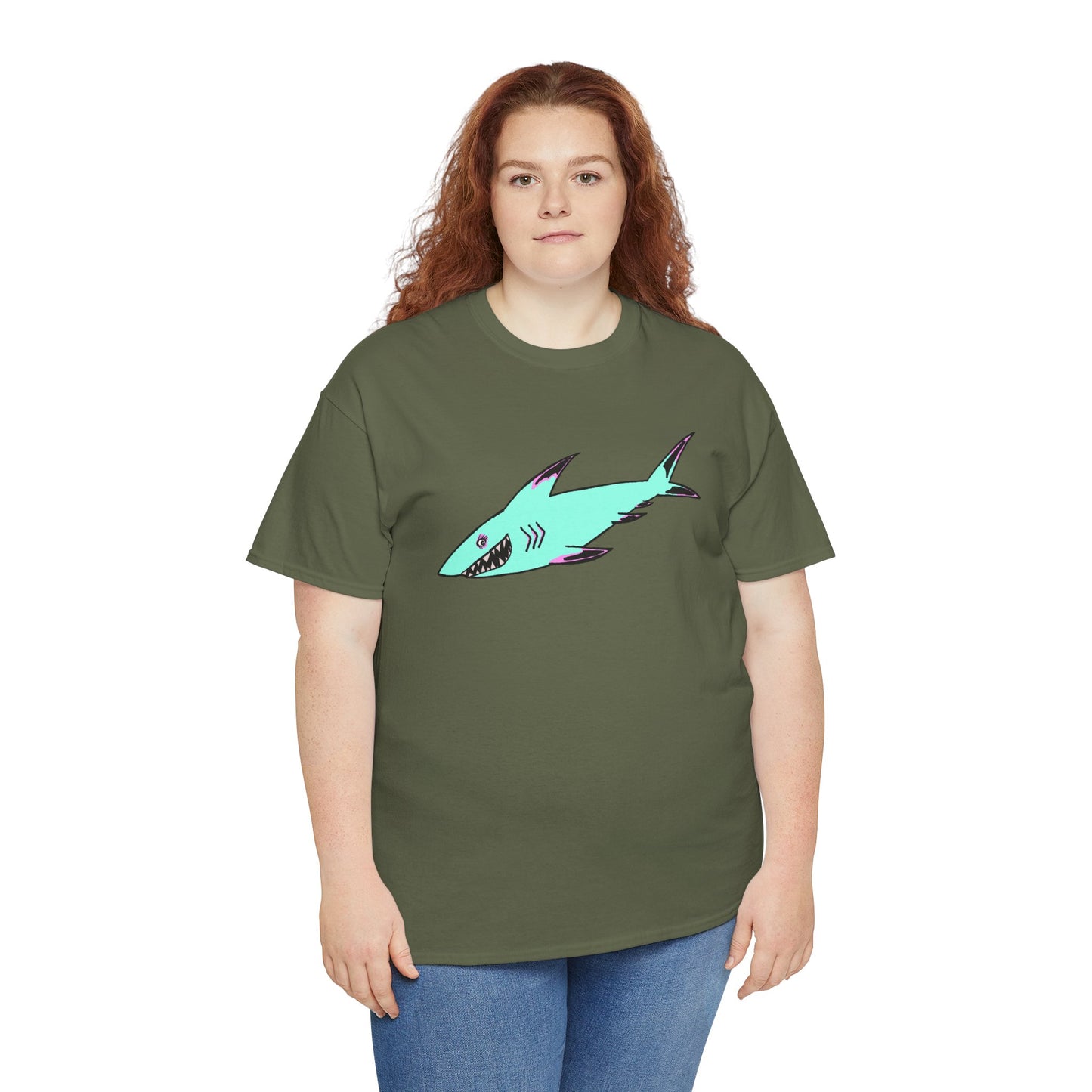 Cool Shark Graphic Unisex Heavy Cotton Tee, Ocean Lover Shirt, Beachwear, Casual Everyday Tee, Gift for Sharks Fans