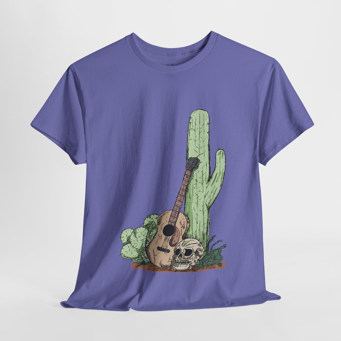 Desert Vibe Graphic Tee - Unisex Heavy Cotton Shirt, Boho Cactus Shirt, Guitar Lover's Gift, Summer Top, Music T-Shirt