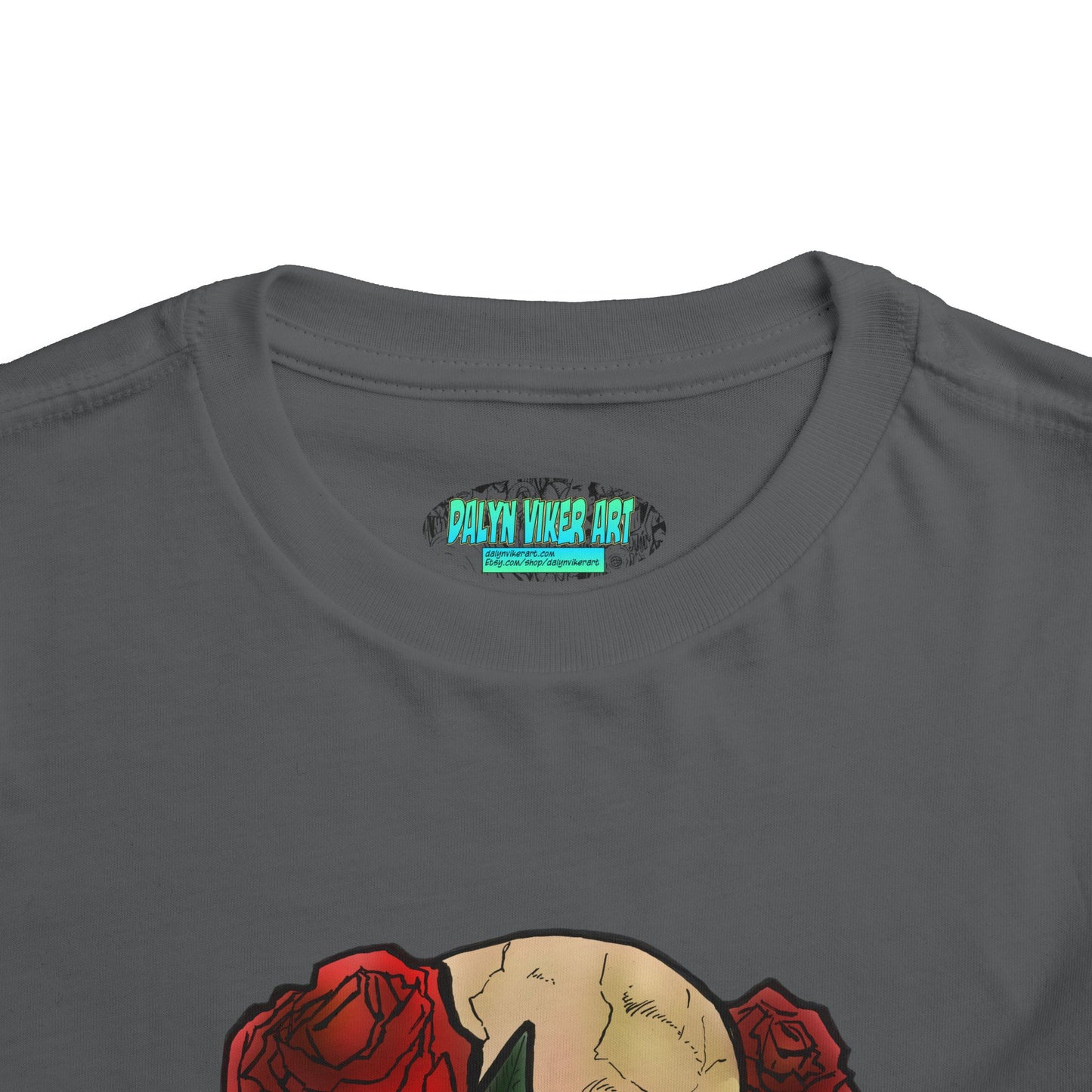 Toddler Tee — Skull with Red Roses Graphic