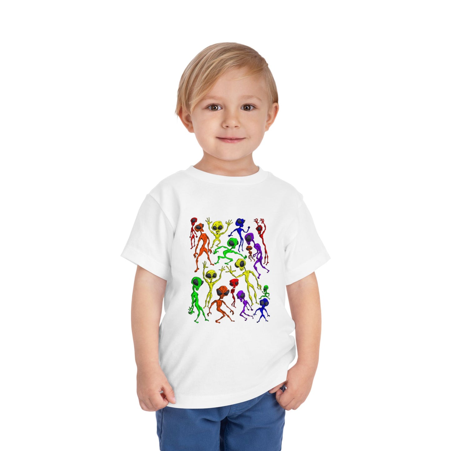 Alien Dance Party - Toddler Tee — Colorful Dancing Aliens Graphic Shirt