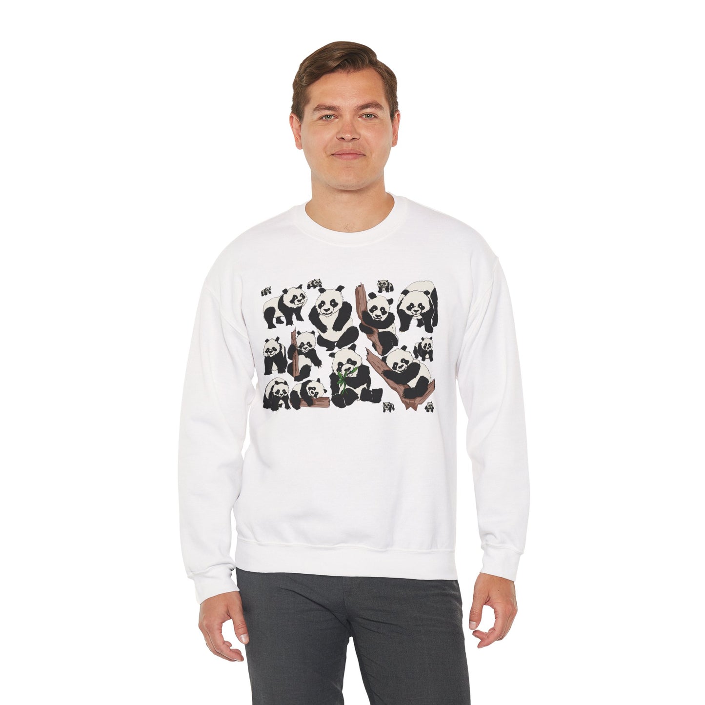 Cozy Panda Crewneck Sweatshirt - Soft Unisex Heavy Blend
