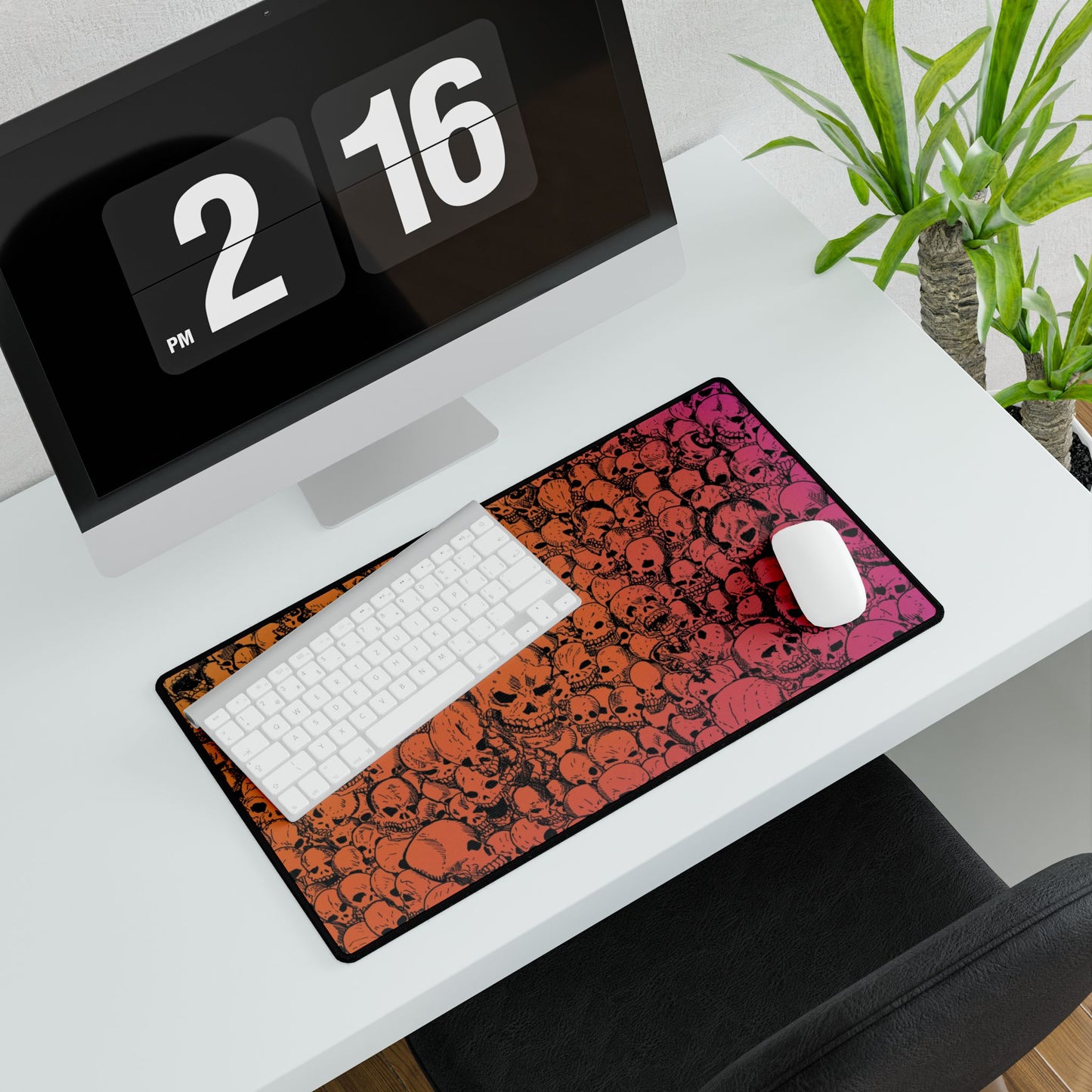 Gathering of Skulls Gradient Desk Mat — Large RGB Skull Pattern Mouse Pad