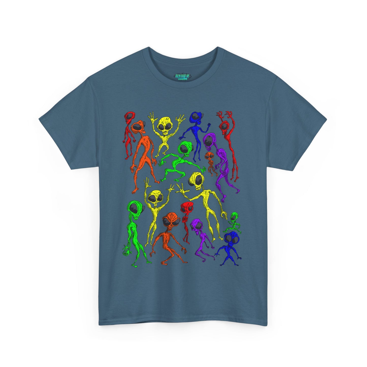 Rainbow Alien Dance Party Unisex Tee - Cosmic Sci-Fi Shirt