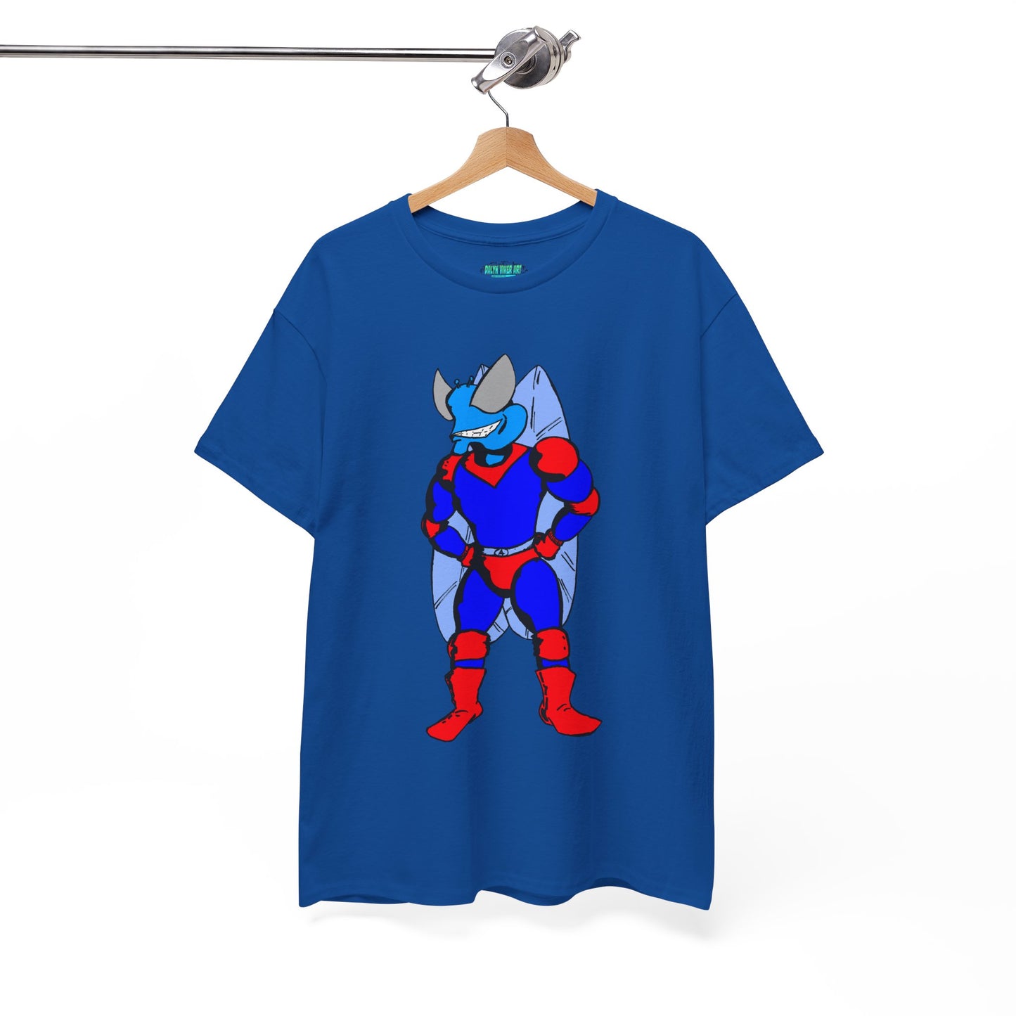 Astro-Fly Hero Graphic Tee - Blue & Red Superhero T-Shirt