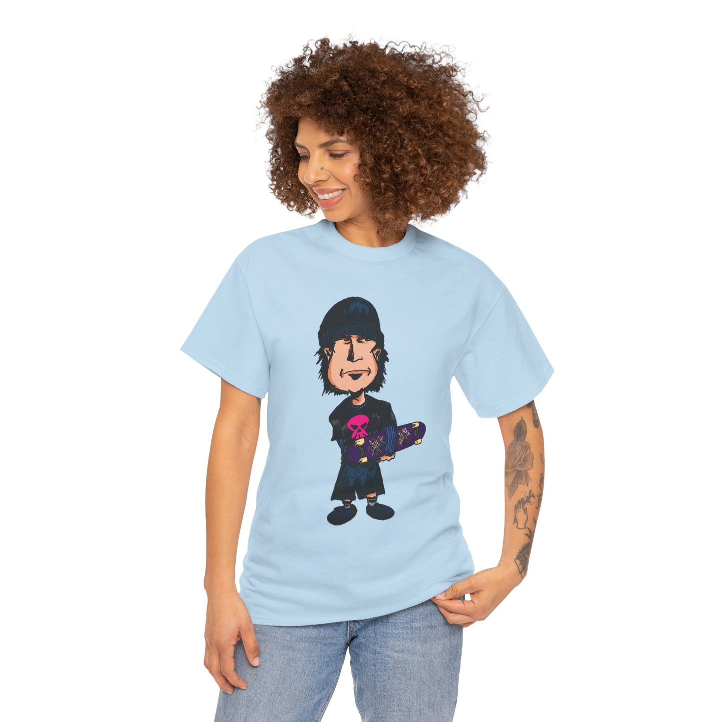 Rude Skater Dude - Skate Punk - Skater Kid Cartoon T‑Shirt — Cute Skateboarder Graphic Tee