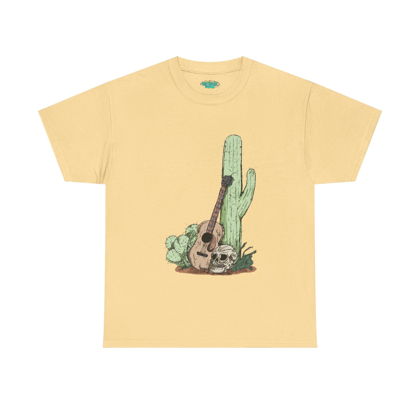 Desert Vibe Graphic Tee - Unisex Heavy Cotton Shirt, Boho Cactus Shirt, Guitar Lover's Gift, Summer Top, Music T-Shirt