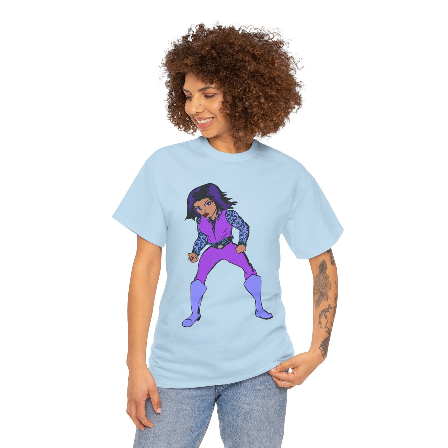 Retro Cartoon Hero Woman Character Unisex Heavy Cotton Tee, Vintage Graphic Tee, Fun T-Shirt, Gift for Fans, Casual Wear, Everyday Tee