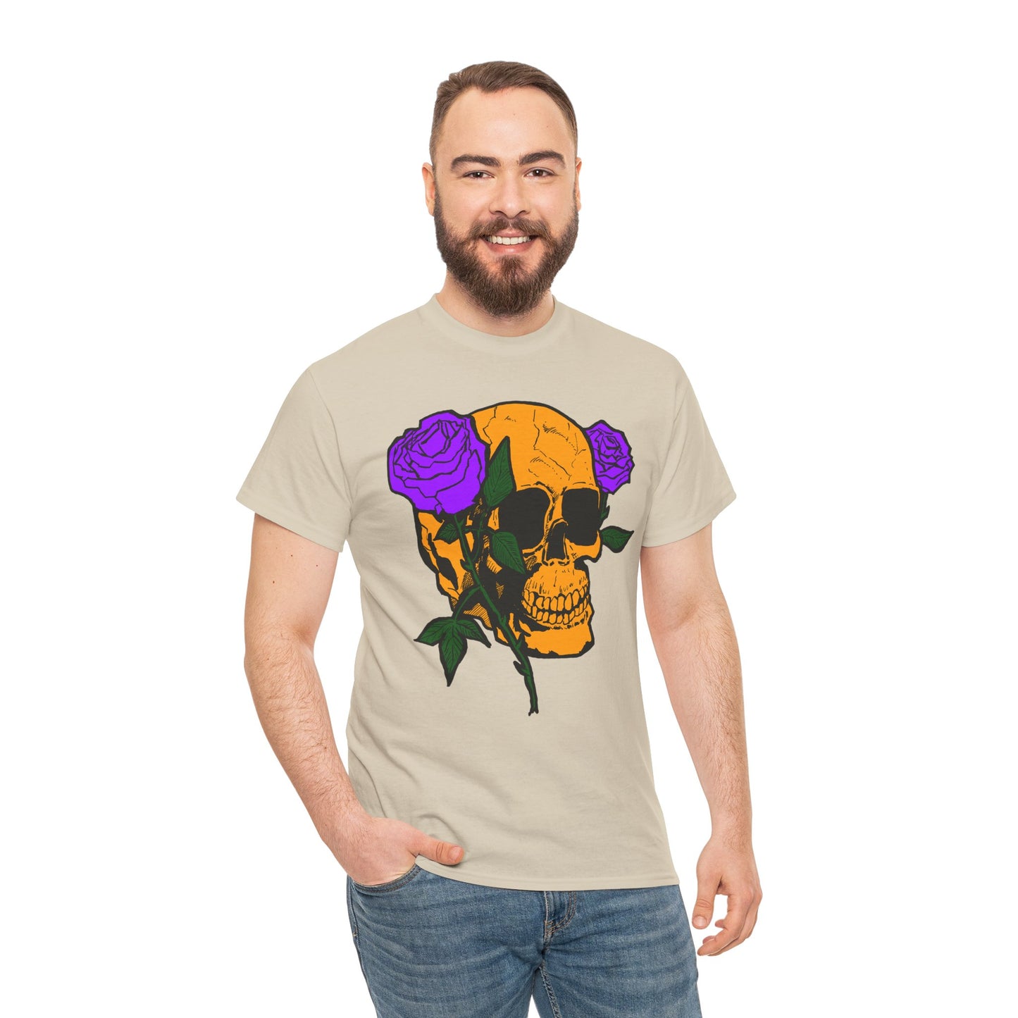 Skull and Roses Unisex Tee, Gothic Aesthetic Shirt, Vintage Graphic T-Shirt, Streetwear Essentials, Edgy Casual Wear