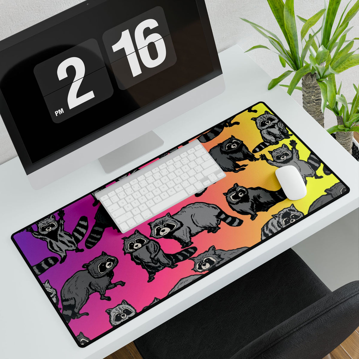 Raccoon Pattern Card Playing Mat and Desk Mat