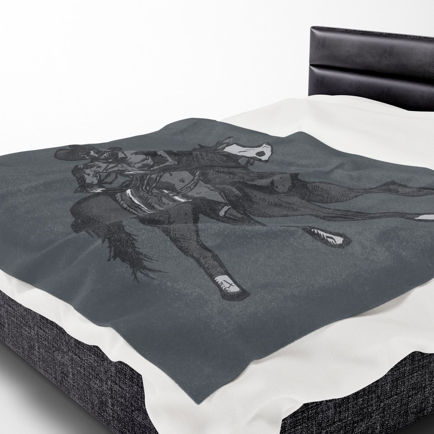 Cowboy Horse Velveteen Plush Blanket – Western Rodeo Throw for Horse Lovers