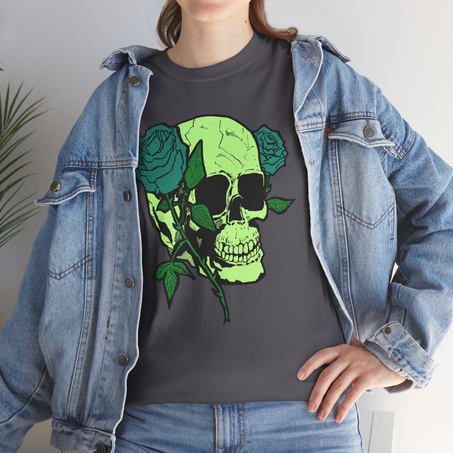 Skull & Rose Graphic Tee - Unisex Heavy Cotton Shirt
