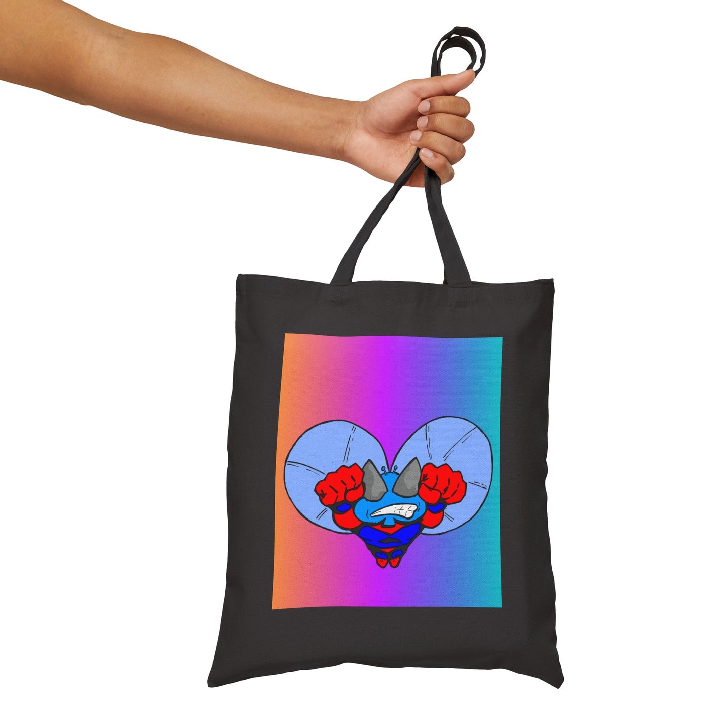 Astro-Fly Canvas Tote Bag — Colorful Superhero Flying Fist Pop Art Design
