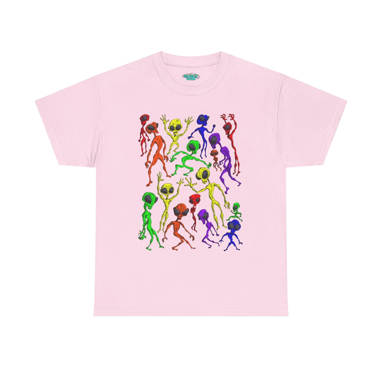 Rainbow Alien Dance Party Unisex Tee - Cosmic Sci-Fi Shirt