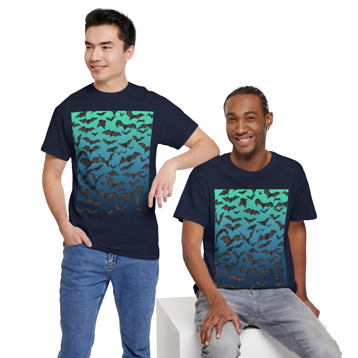 Bat Swarm Graphic Tee — Gradient Night Flight T-Shirt