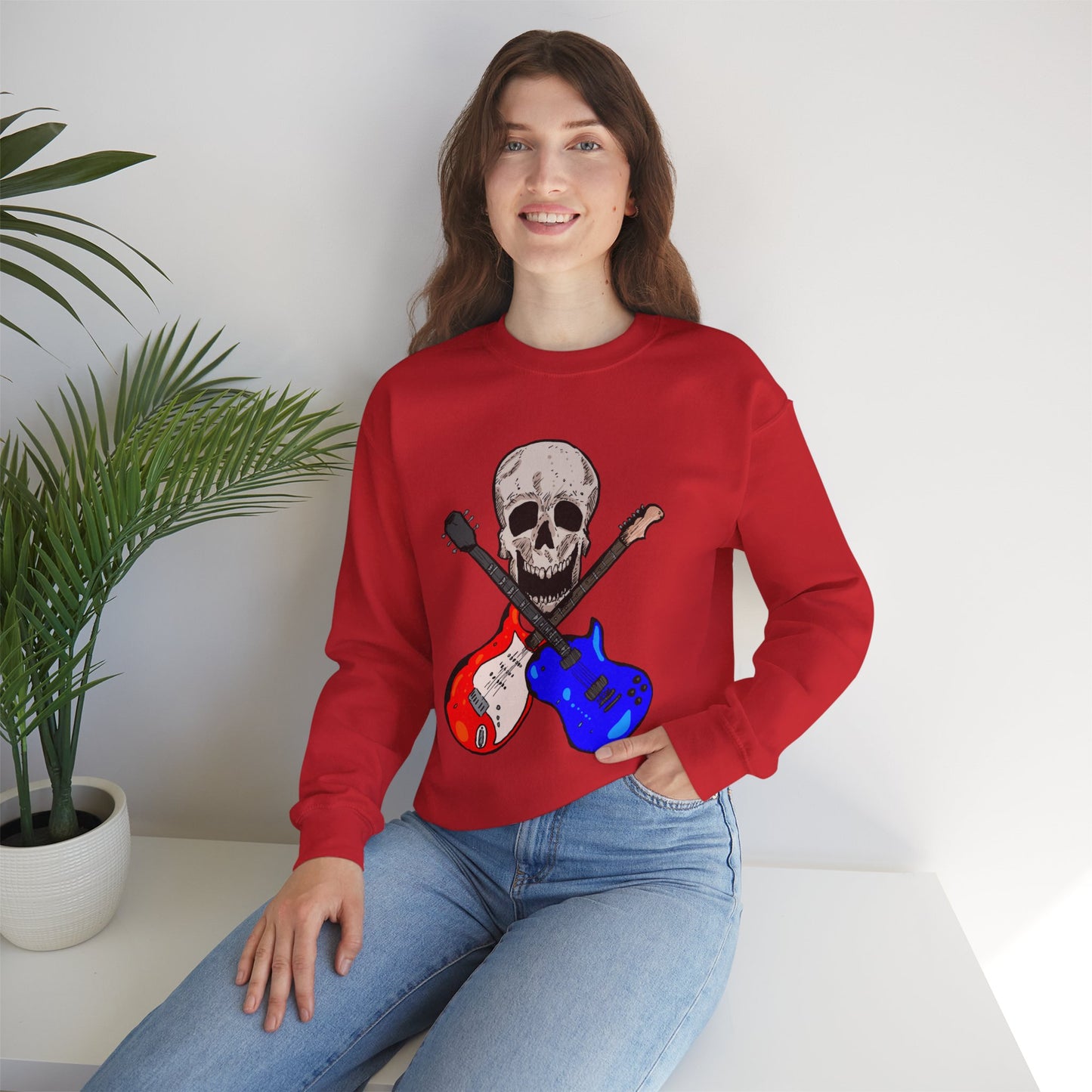 Skull and Guitar Crewneck Sweatshirt
