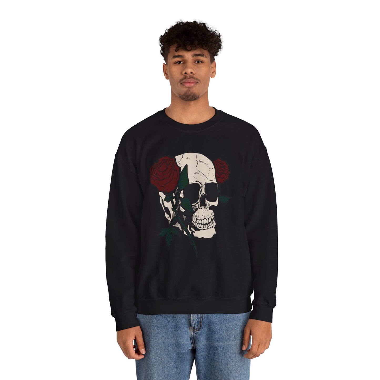 Skull & Rose Crewneck Sweatshirt - Unisex Heavy Blend™