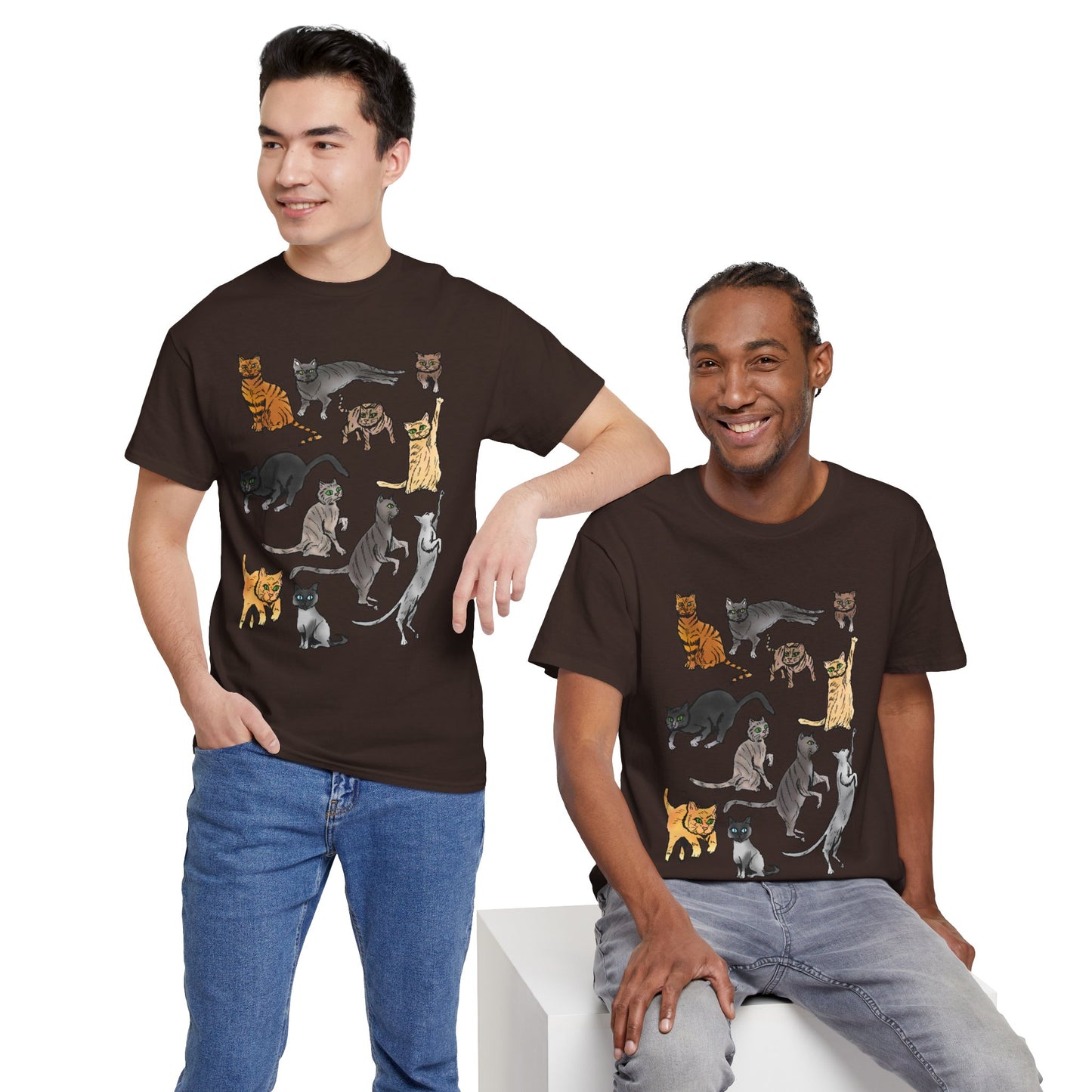 Cats Collage T-Shirt — Cute Cat Illustration Tee for Cat Lovers
