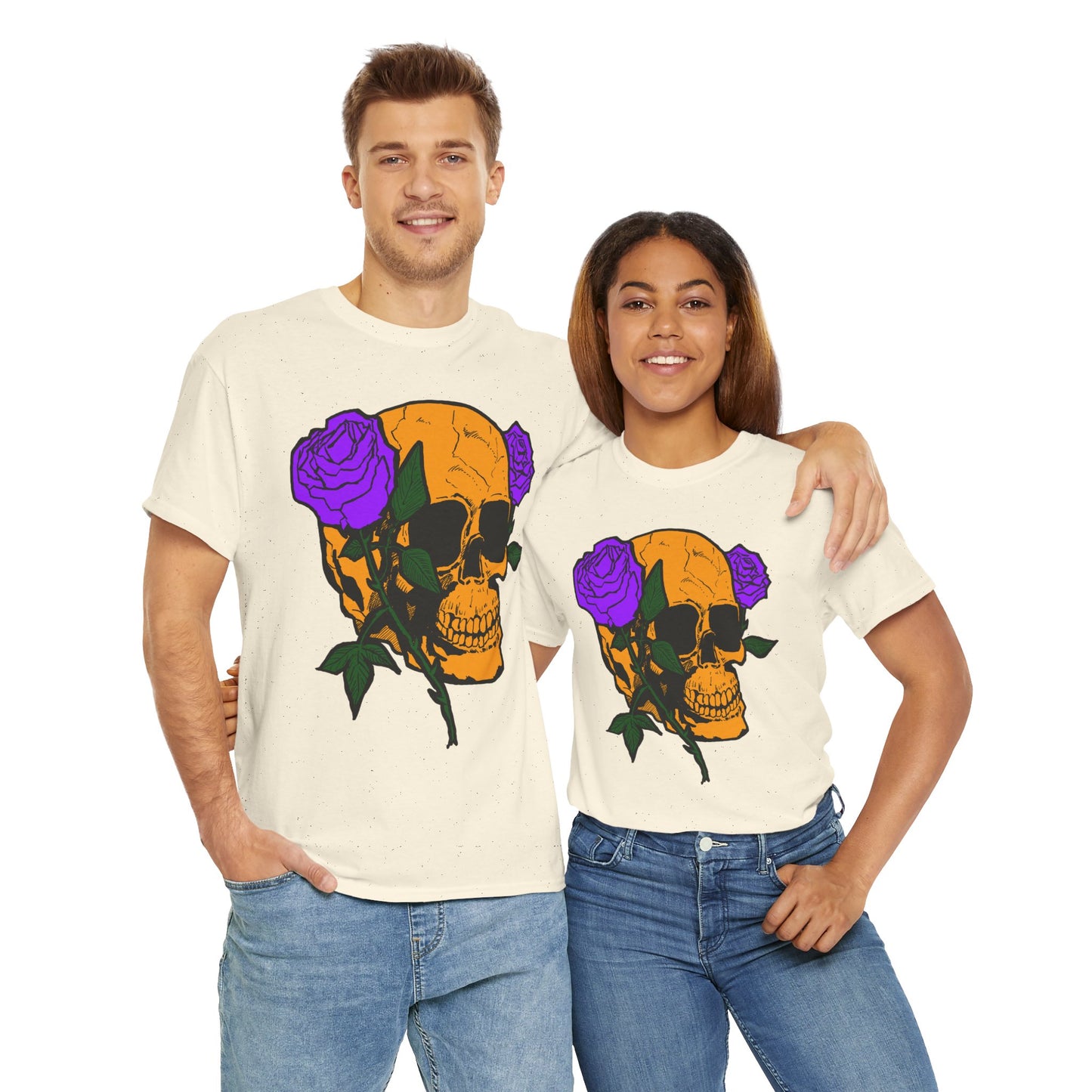 Skull and Roses Unisex Tee, Gothic Aesthetic Shirt, Vintage Graphic T-Shirt, Streetwear Essentials, Edgy Casual Wear