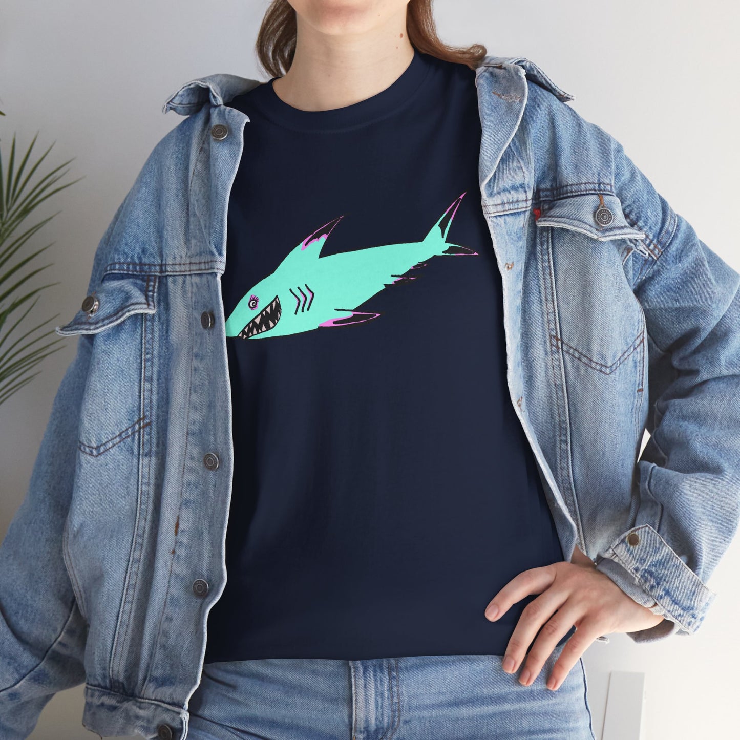 Cool Shark Graphic Unisex Heavy Cotton Tee, Ocean Lover Shirt, Beachwear, Casual Everyday Tee, Gift for Sharks Fans