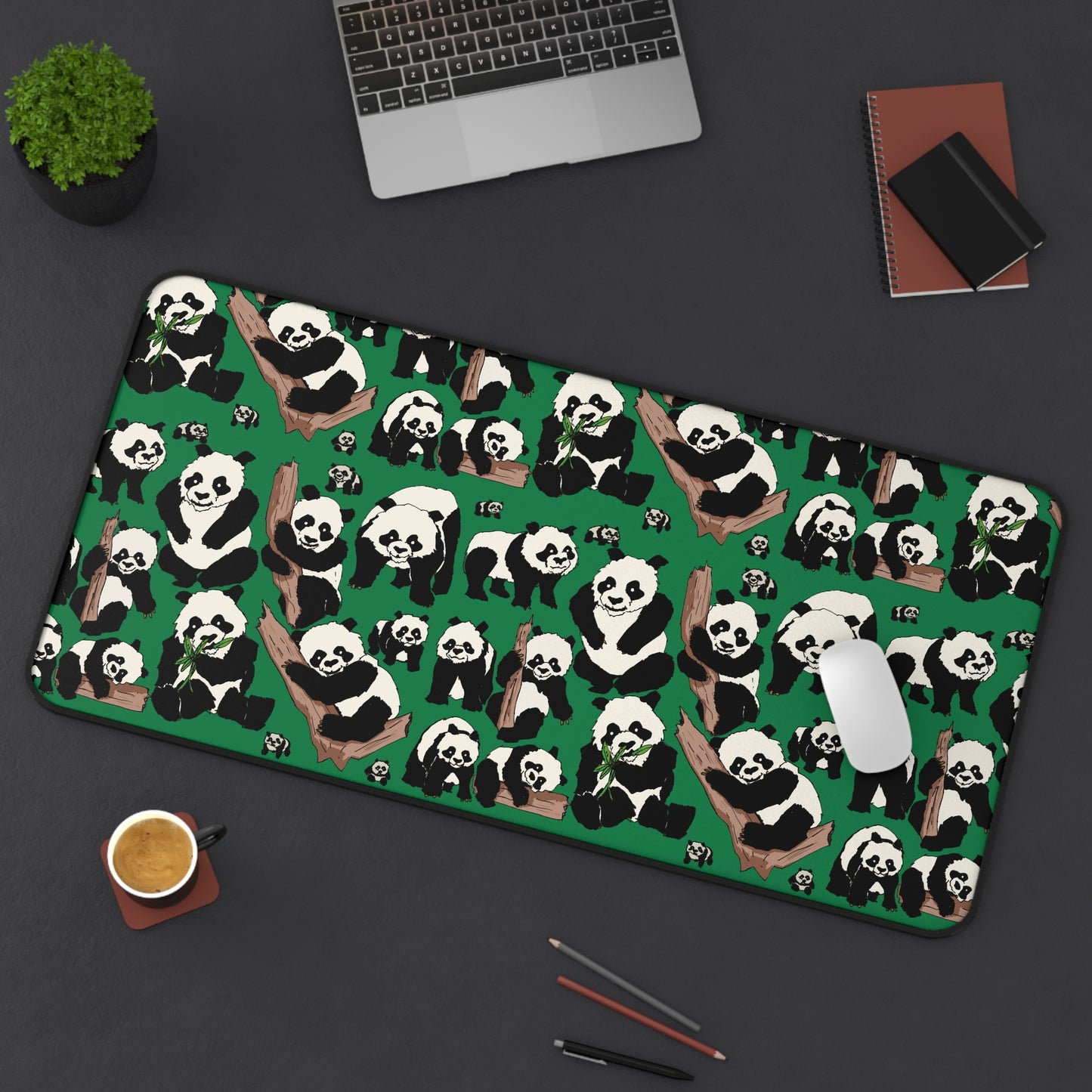 Panda-Themed Desk Mat - Cute Panda Office Decor, Gifts for Animal Lovers, Workspace Accessories, Wildlife Home Decor, Desktop Mat