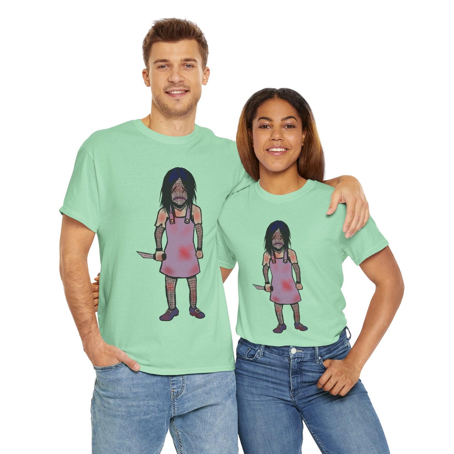 Evil Doll Graphic Tee with Horror Design, Halloween Outfit, Unisex Cotton Shirt, Unique Gift for Horror Fans, Graphic T-Shirt, Statement Wear