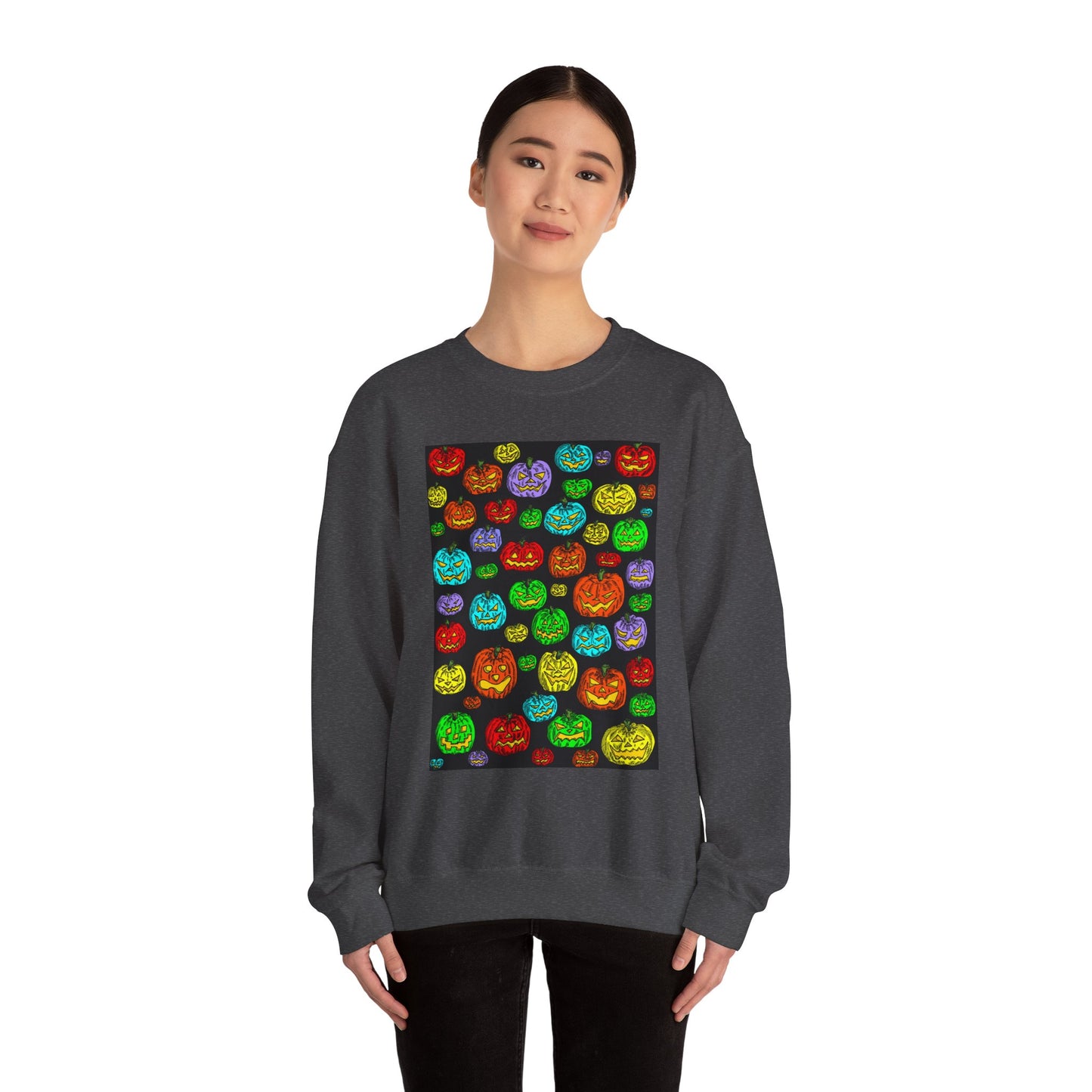 Halloween Colorful Pumpkin Graphic Crewneck Sweatshirt
