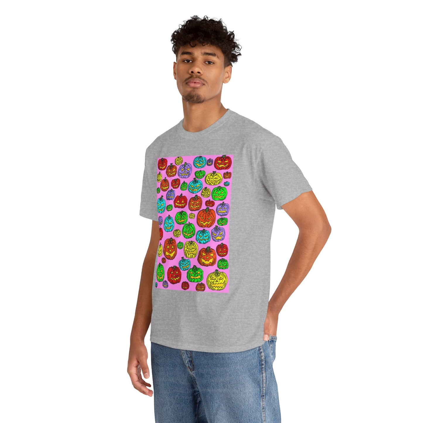 Colorful Pumpkin Graphic Tee, Unisex Cotton T-Shirt, Halloween Costume, Fall Apparel, Trendy Graphic Shirt, Casual Wear