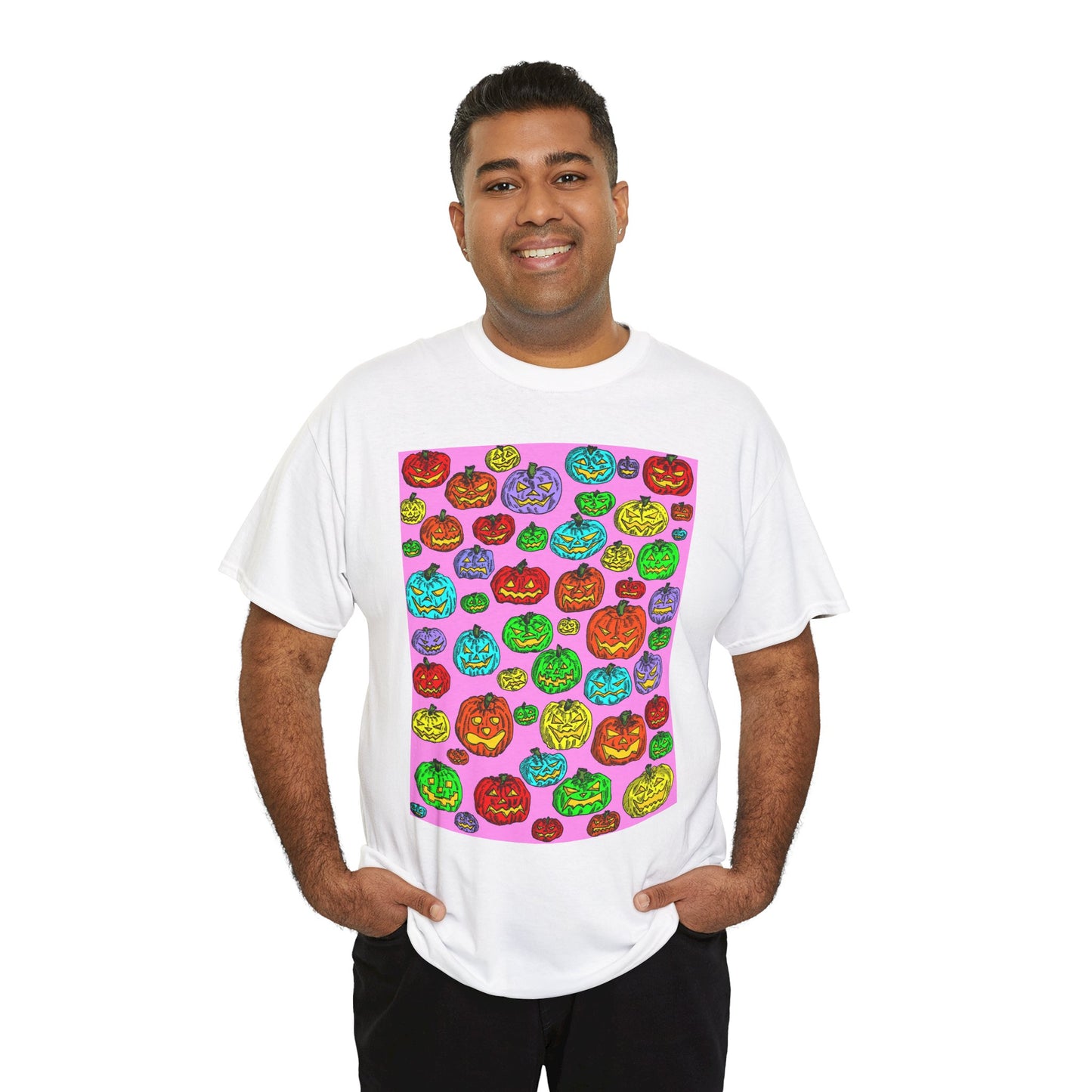 Colorful Pumpkin Graphic Tee, Unisex Cotton T-Shirt, Halloween Costume, Fall Apparel, Trendy Graphic Shirt, Casual Wear