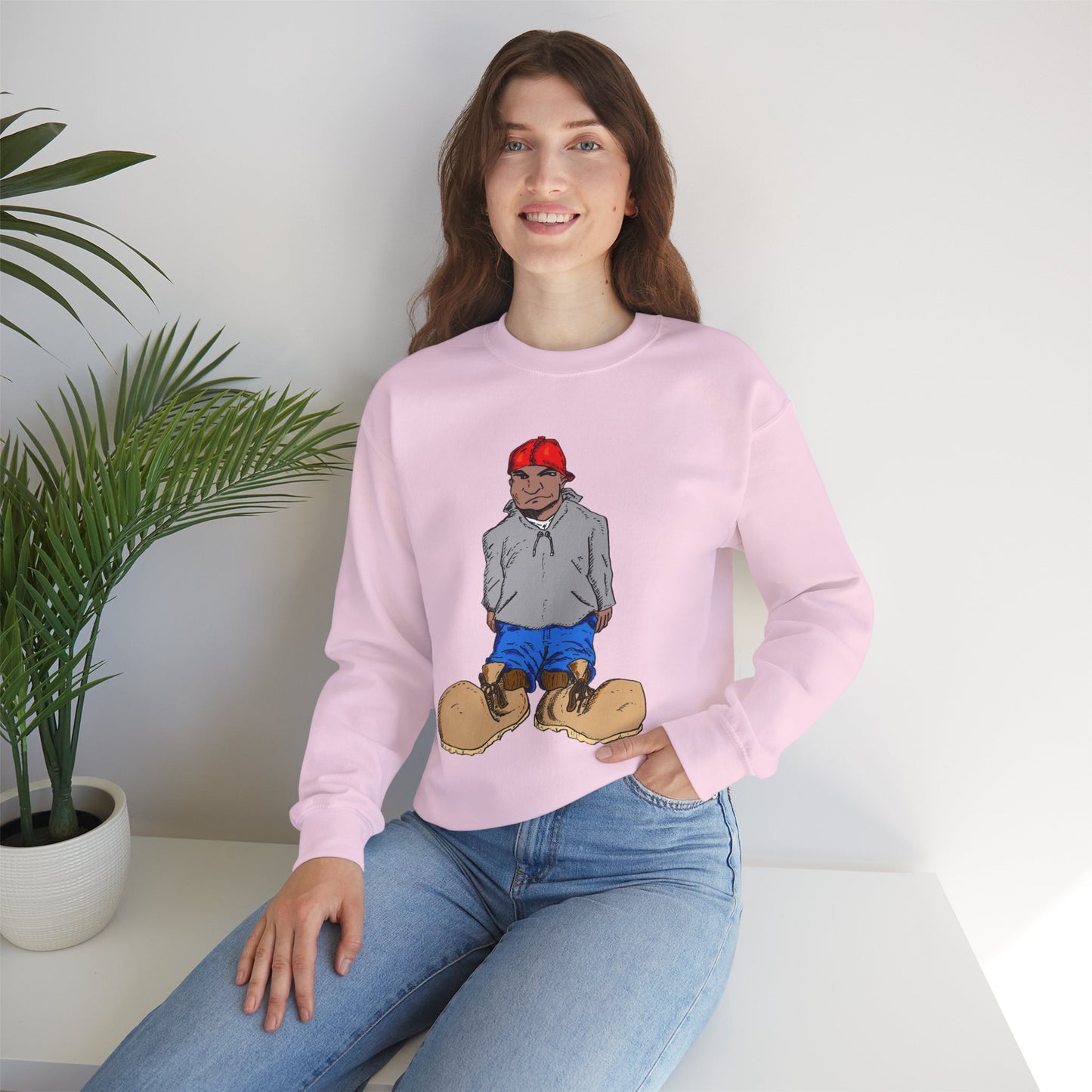 Urban Street Fun Character Boots Art Unisex Crewneck Sweatshirt