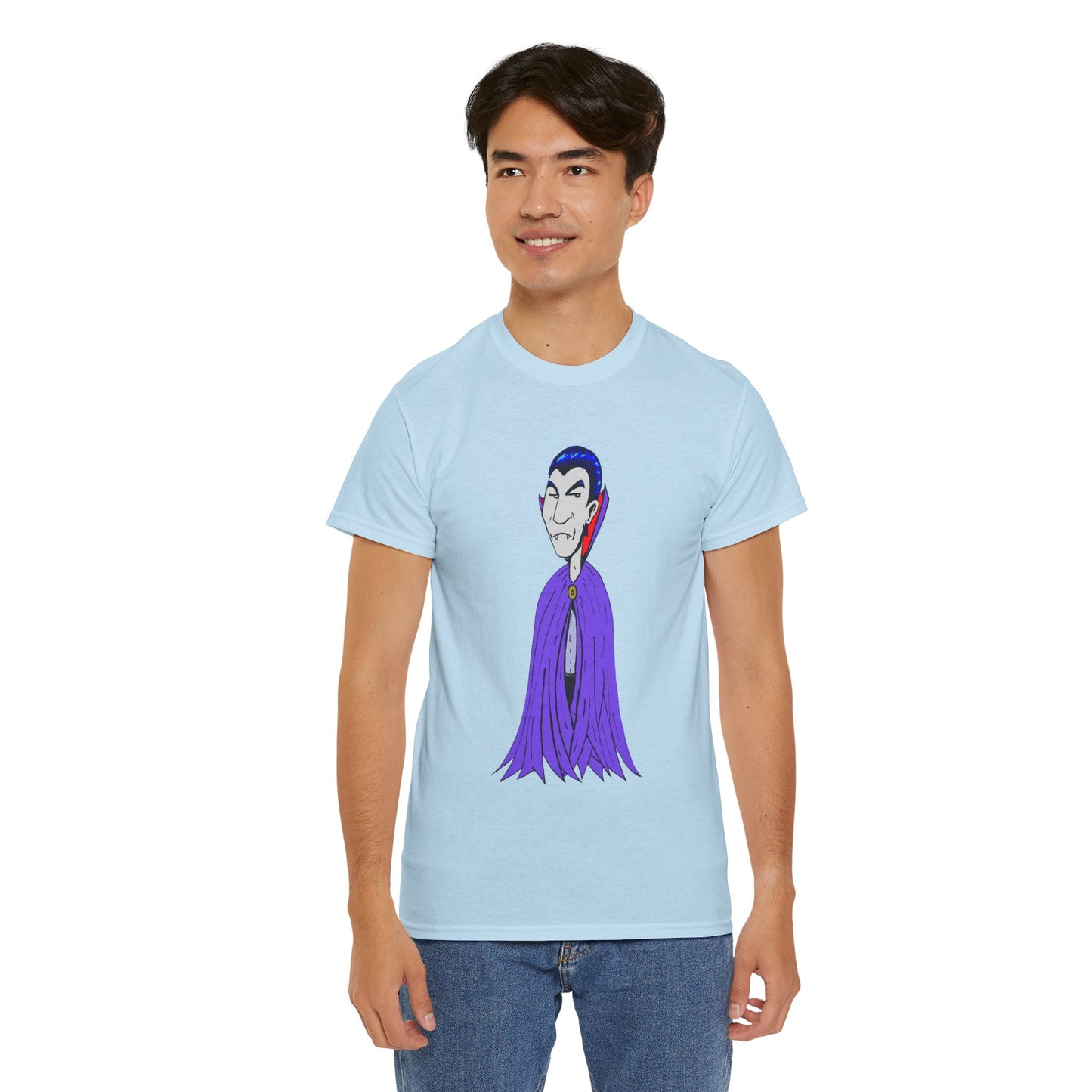 Vampire Cartoon Tee - Cute Purple Cloak Dracula Graphic T-Shirt
