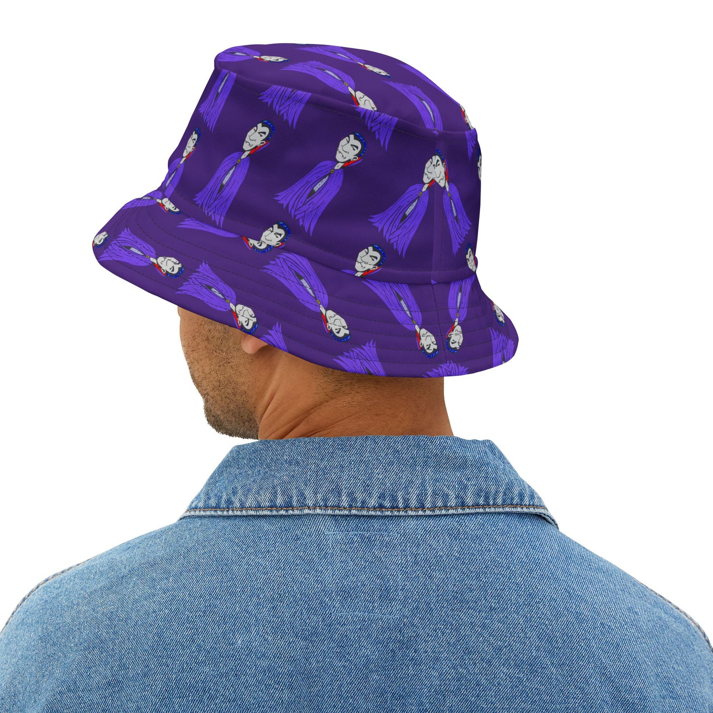 Vampire Pattern Purple Bucket Hat — Halloween Gothic Aesthetic