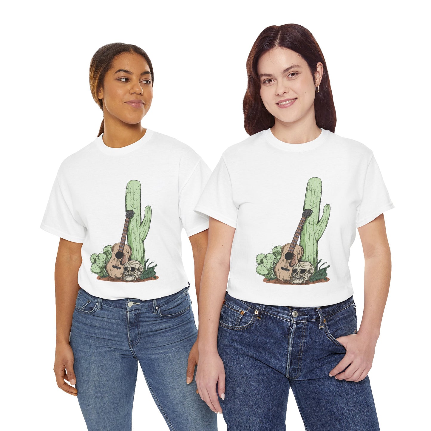 Desert Vibe Graphic Tee - Unisex Heavy Cotton Shirt, Boho Cactus Shirt, Guitar Lover's Gift, Summer Top, Music T-Shirt