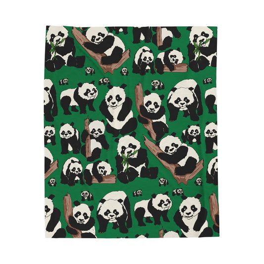 Cozy Panda Velveteen Plush Blanket | Soft Throw for Kids, Nursery Decor, Animal Lover Gift, cuddly sofa blanket, Warm Home Accessory