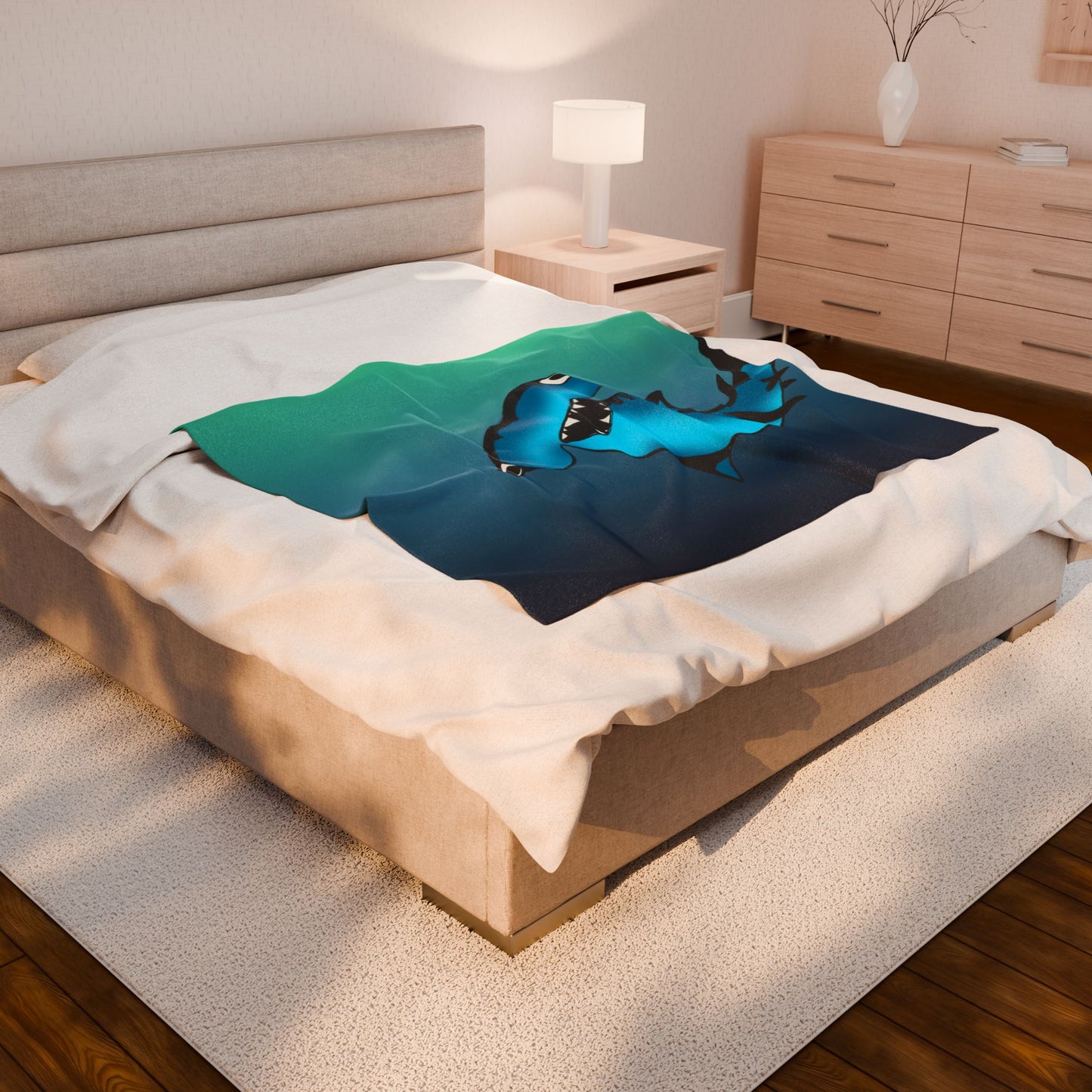 Harley Hammerhead Shark Velveteen Plush Blanket — Cute Ocean Animal Throw for Kids & Beach Lovers