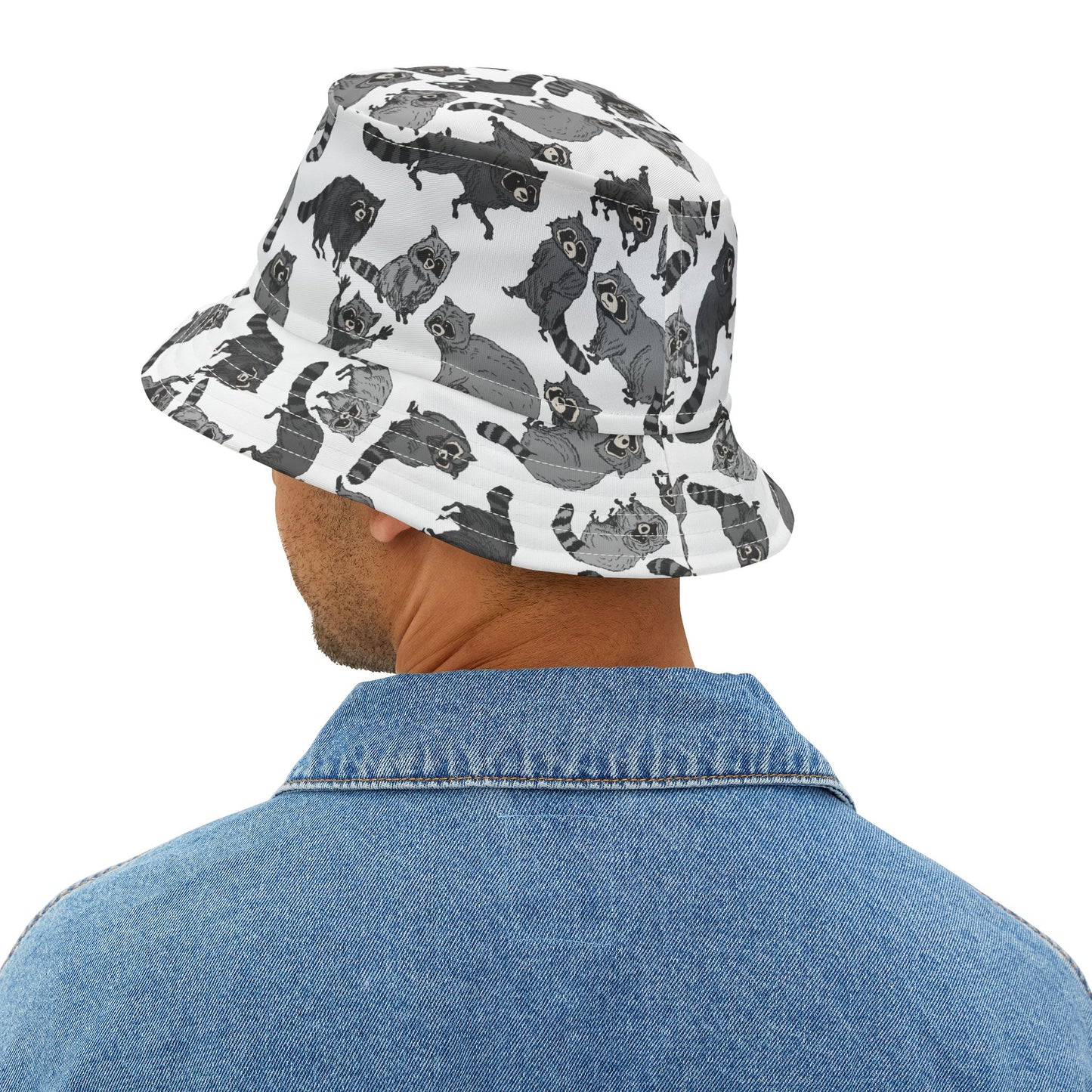Raccoon Pattern Bucket Hat - Trendy Summer Accessory, Gift for Animal Lovers, Outdoor Festivals, Beach Days, Stylish Headwear
