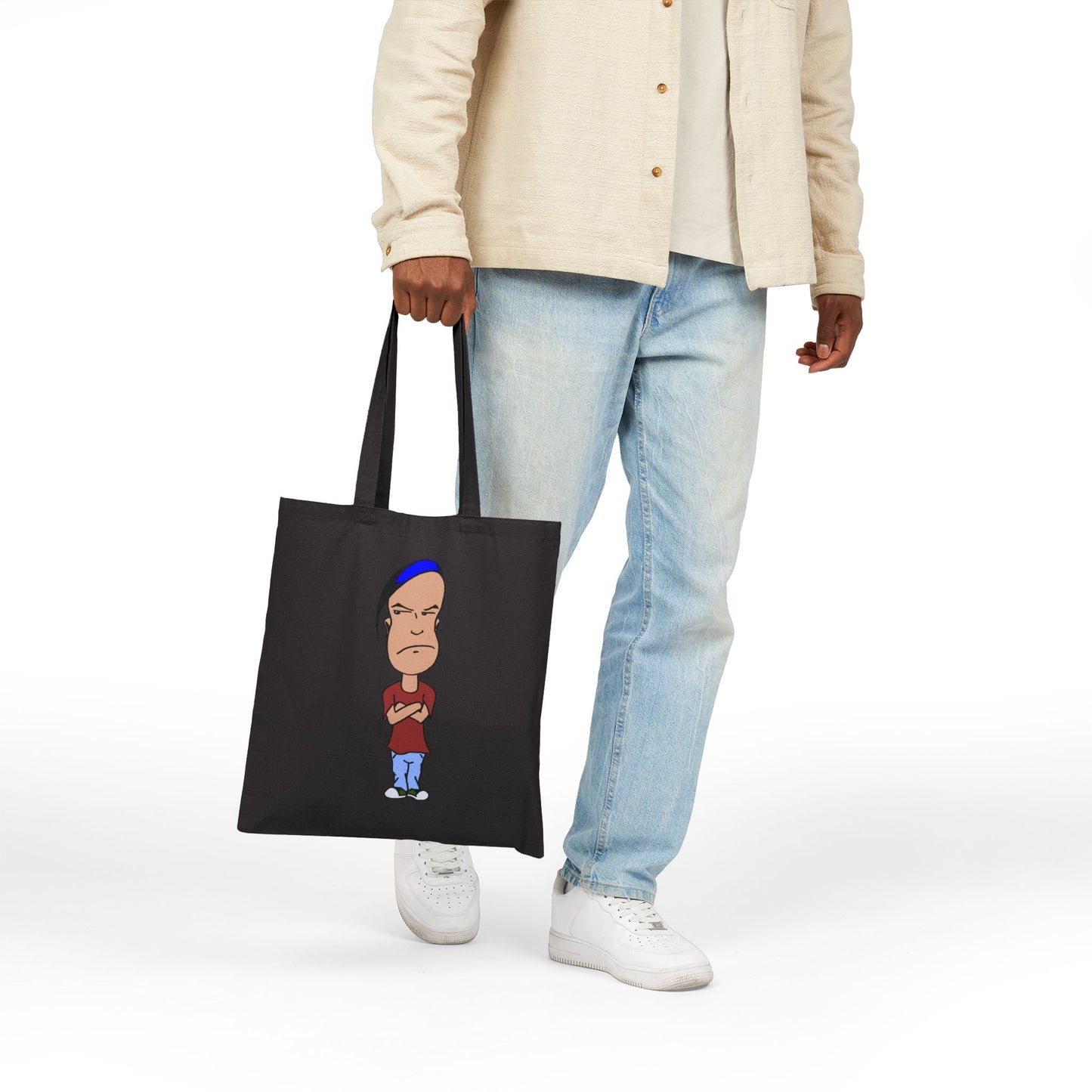 Smug - Canvas Tote Bag — Cartoon Grumpy Teen Character Illustration