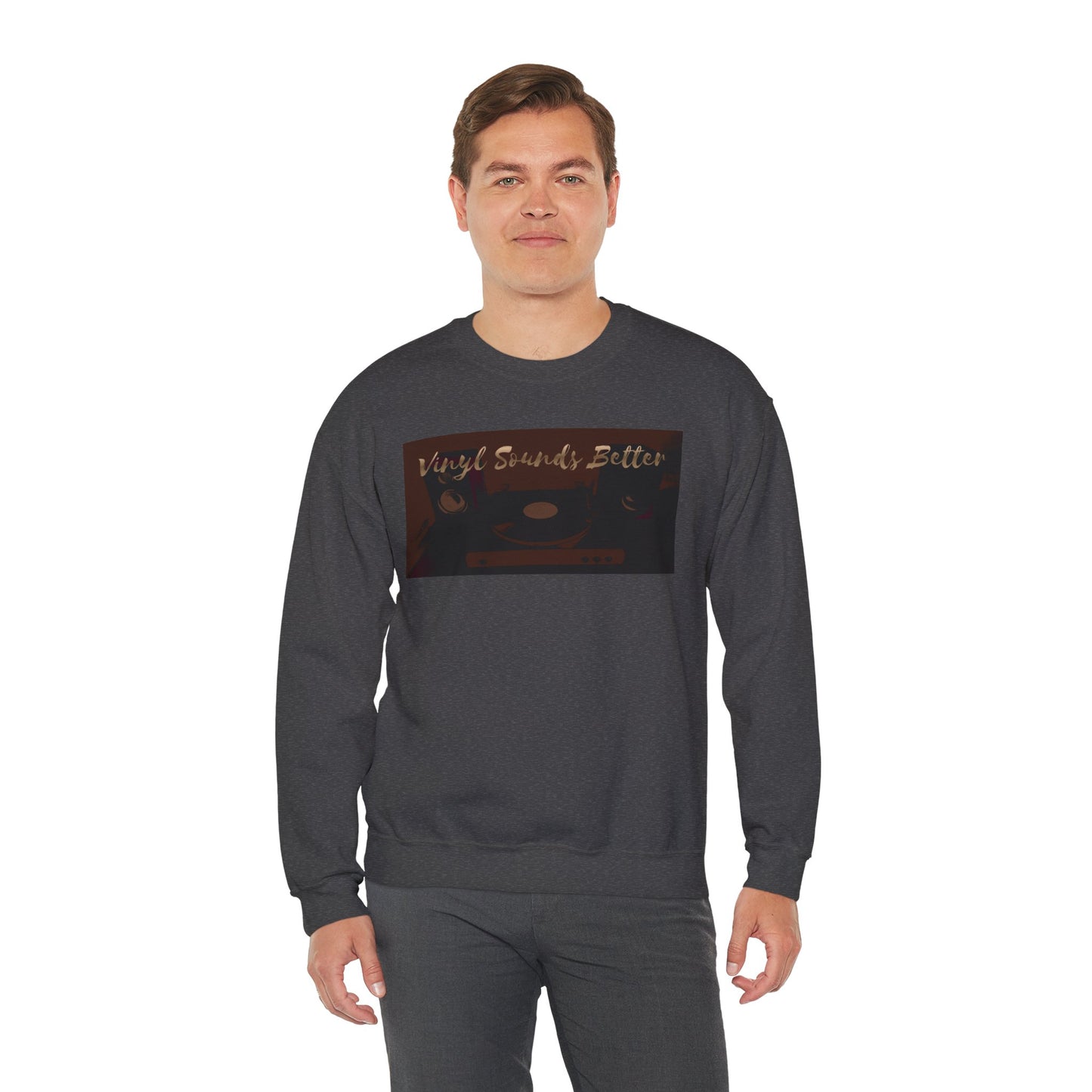 Crewneck Sweatshirt — "Vinyl Sounds Better" Retro Record Graphic