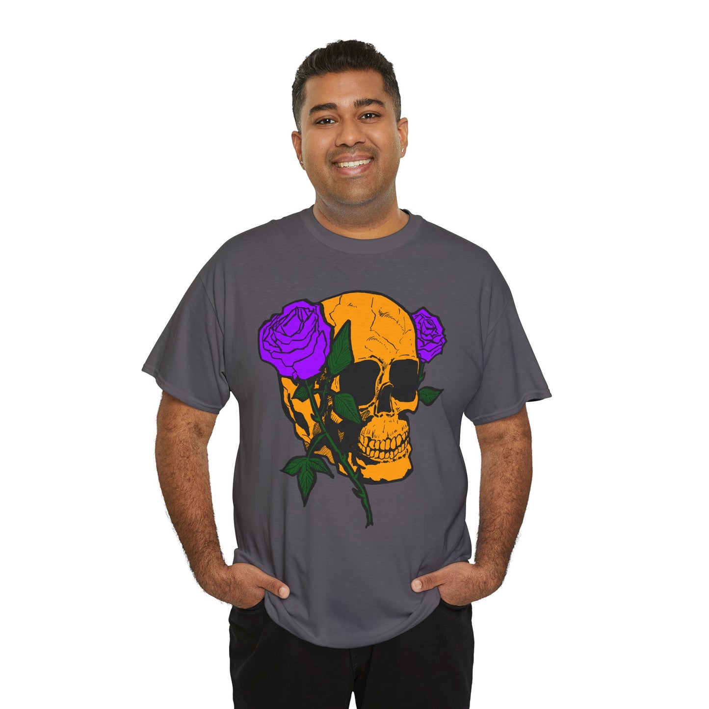 Skull and Roses Unisex Tee, Gothic Aesthetic Shirt, Vintage Graphic T-Shirt, Streetwear Essentials, Edgy Casual Wear