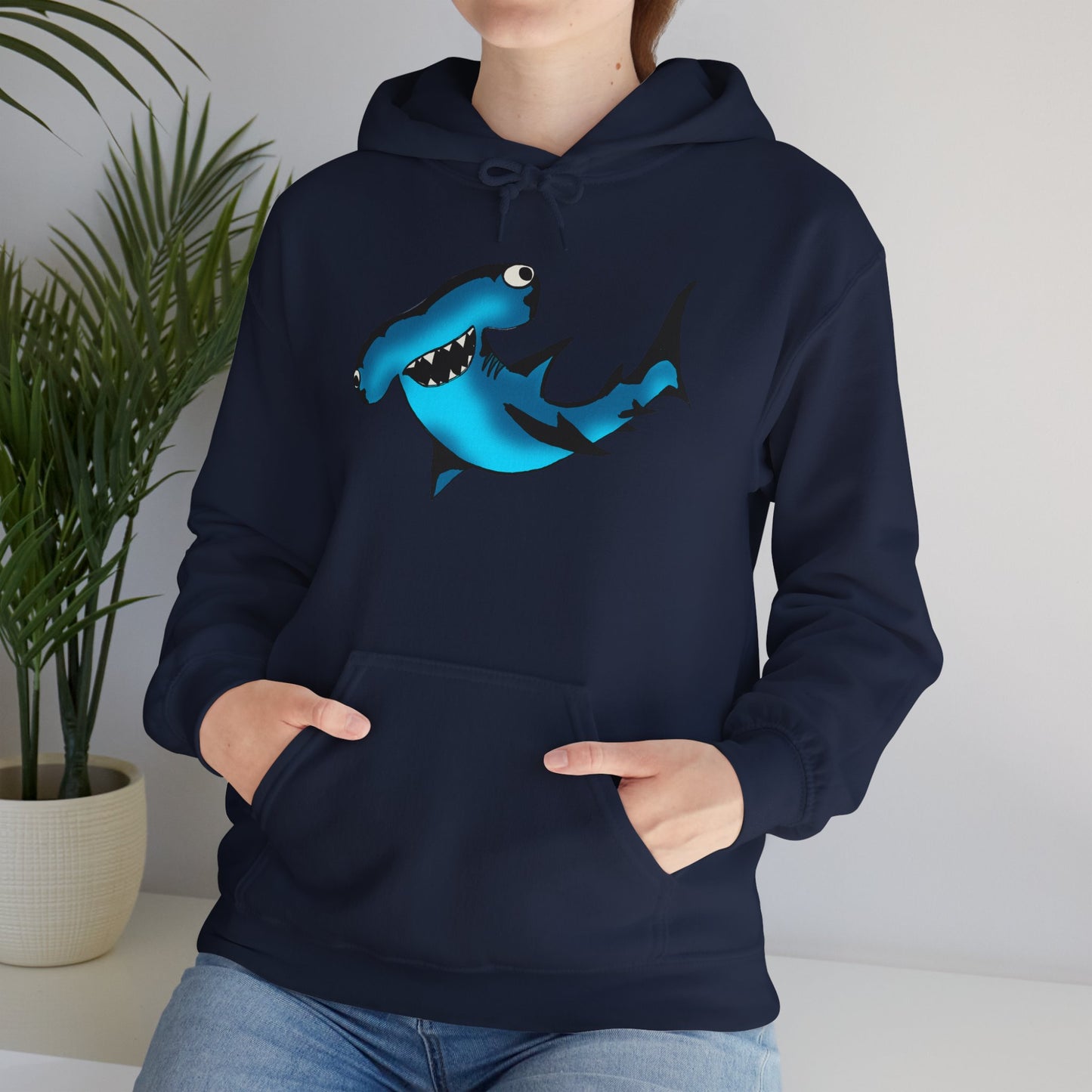 Harley Hammerhead Shark Design Unisex Hooded Sweatshirt, Funny Gift for Ocean Lovers, Casual Wear, Beach Days, Unique Apparel, Birthday Present