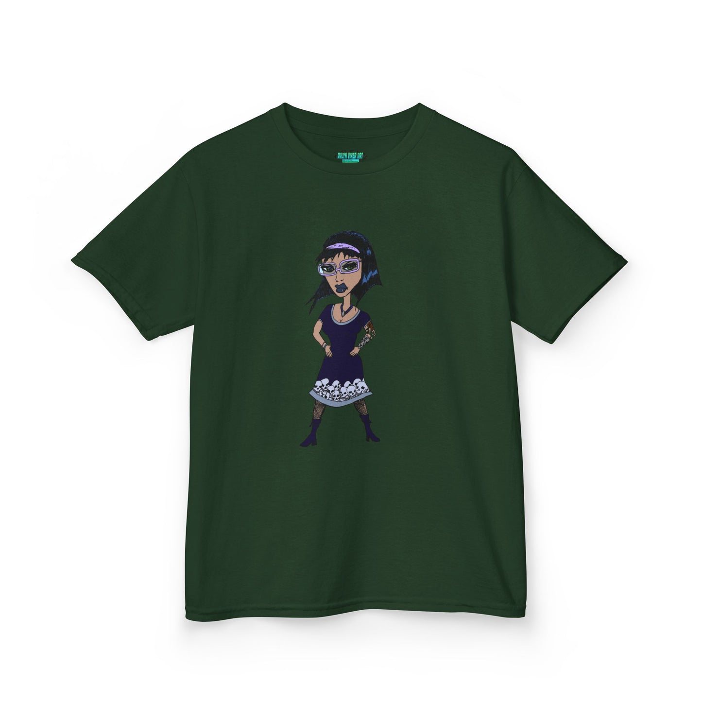 Kids Tee — Vintage Gothic Girl Cartoon Graphic Tee for Children
