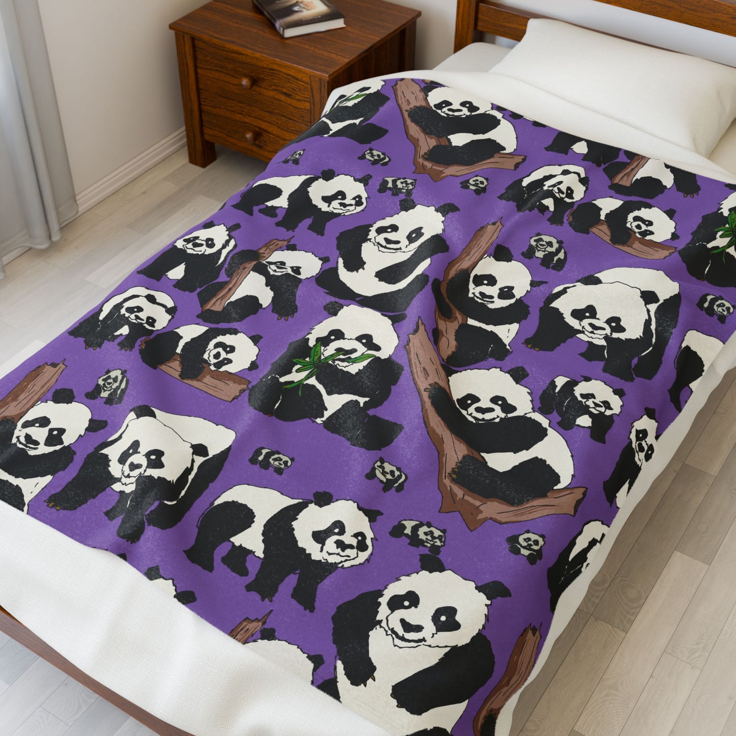 Cozy Panda Velveteen Plush Blanket, Soft Throw for Kids, Cute Animal Decor, Gift for Nature Lovers, Snuggle Up on Cold Nights