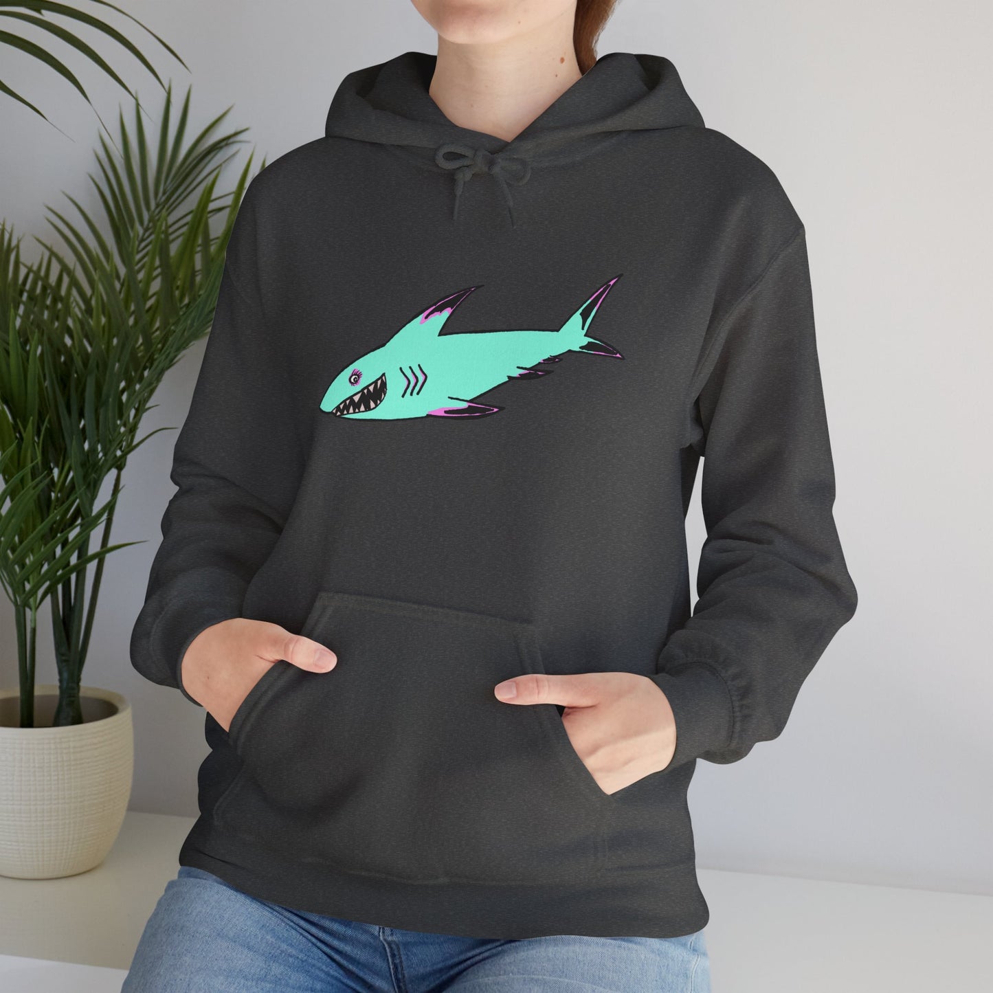 Shark Graphic Unisex Hoodie, Fun Casual Wear, Beach Lover's Gift, Relaxing Lounge Sweatshirt, Unique Gift for Any Occasion