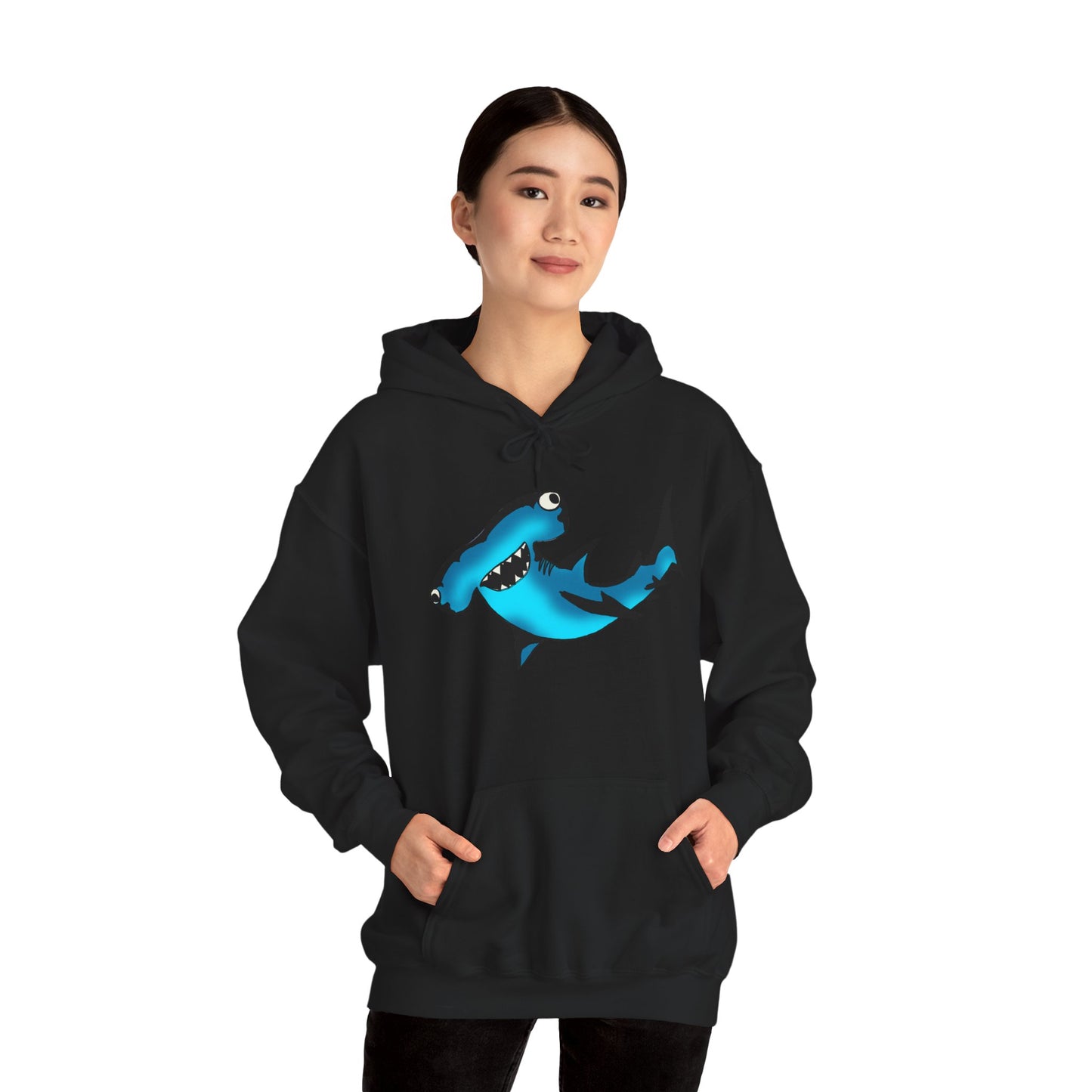 Harley Hammerhead Shark Design Unisex Hooded Sweatshirt, Funny Gift for Ocean Lovers, Casual Wear, Beach Days, Unique Apparel, Birthday Present