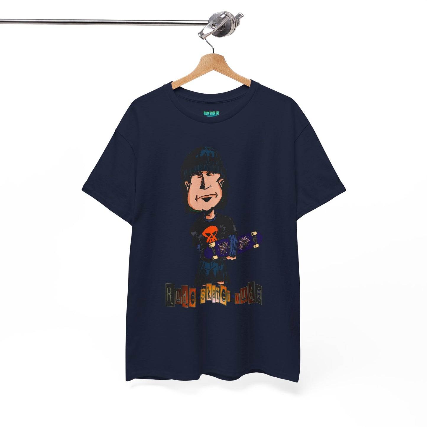 Rude Skater Dude Cartoon Skate Punk T-Shirt — Skateboarding Tee with Skull Design