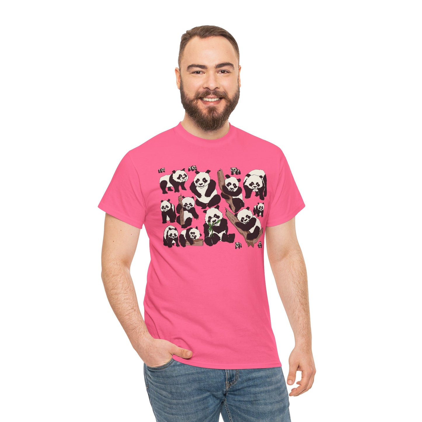 Cute Panda Design Unisex Heavy Cotton Tee | Animal Lover Gift, Casual Wear, Eco-Friendly Apparel, Nature Enthusiast Clothing
