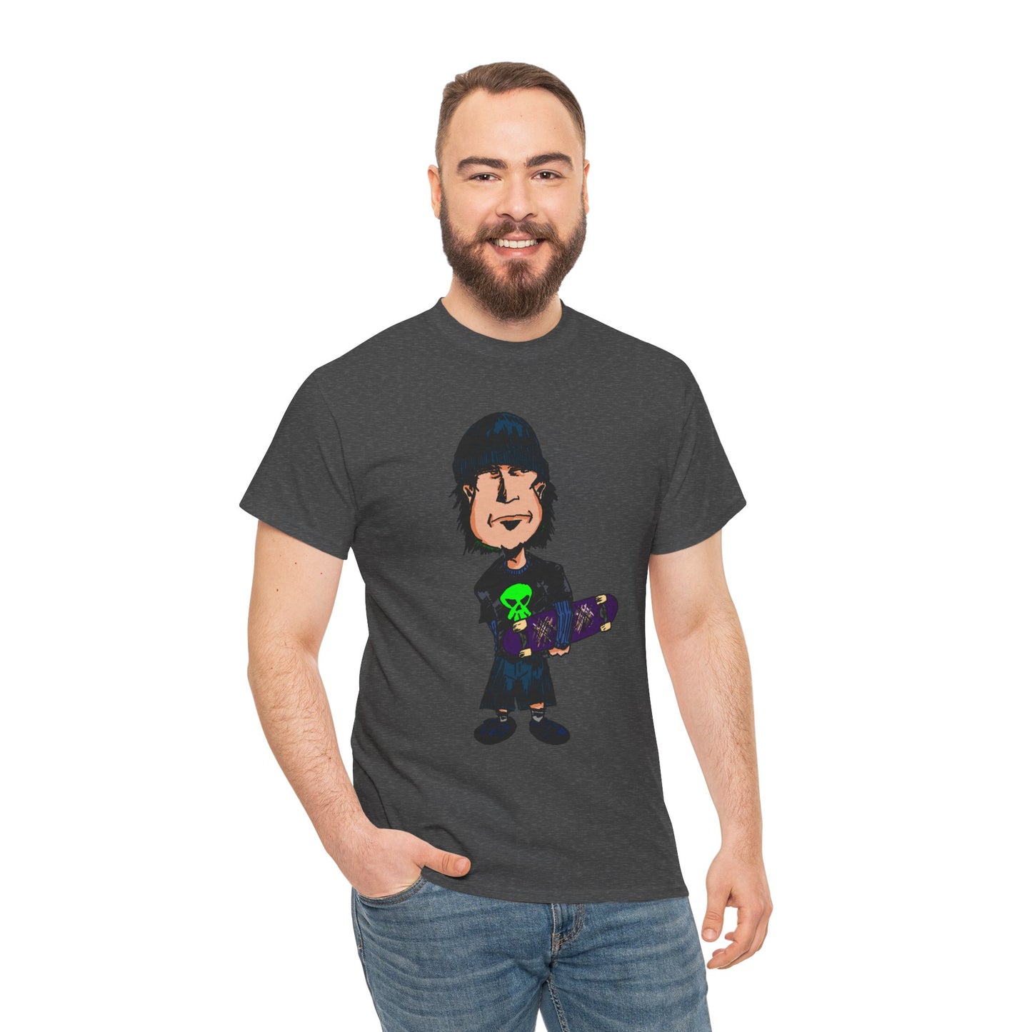 Rude Skater Dude - Skate Punk Cartoon Tee – Boy with Skateboard Graphic Shirt