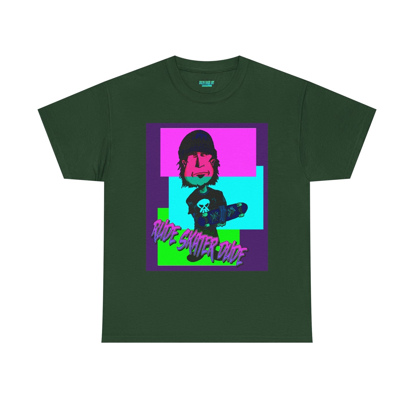 Retro Neon Skateboard Tee — "Rude Skater Dude" Graphic