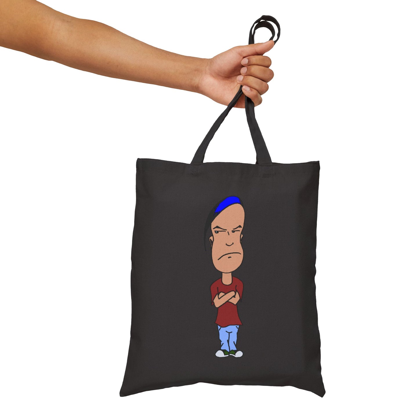 Smug - Canvas Tote Bag — Cartoon Grumpy Teen Character Illustration