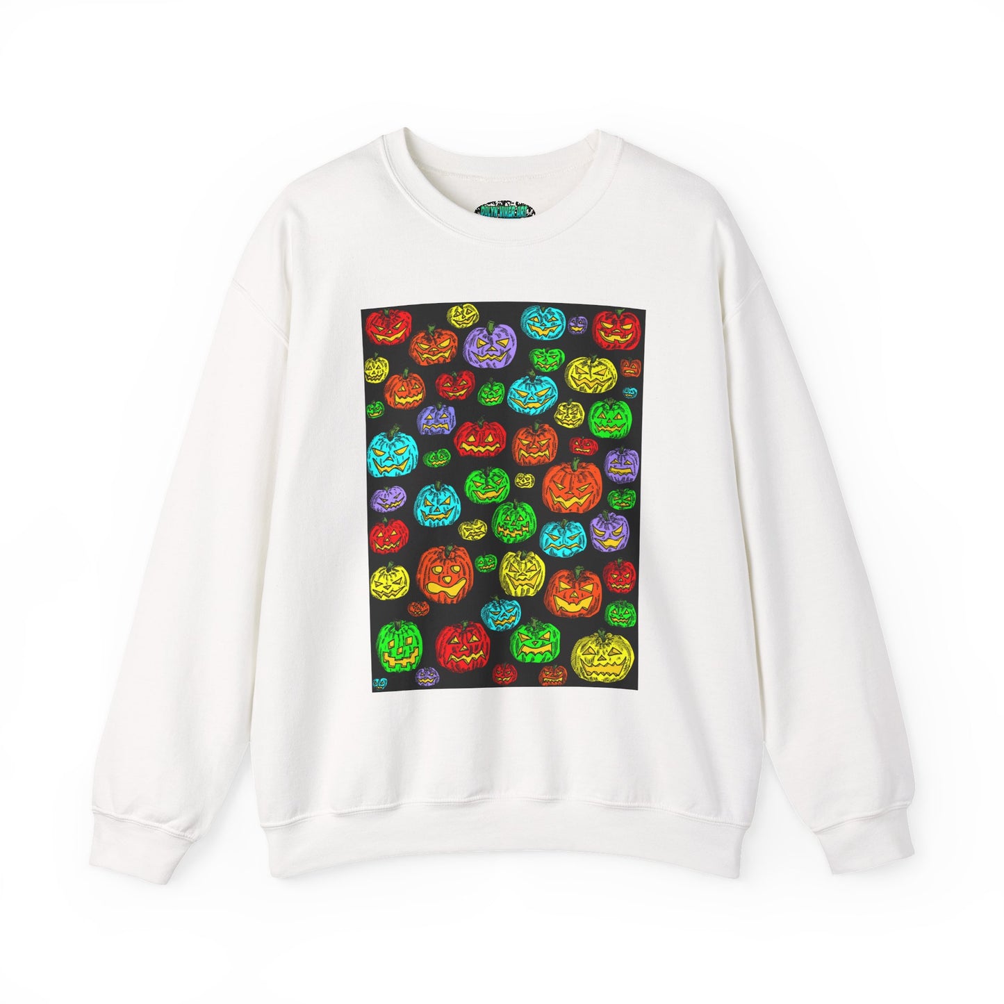 Halloween Colorful Pumpkin Graphic Crewneck Sweatshirt