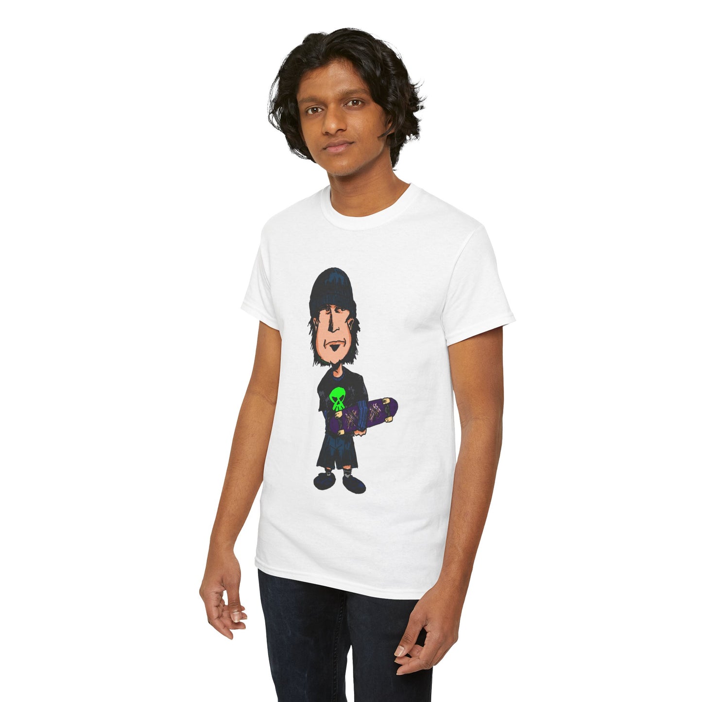 Rude Skater Dude - Skate Punk Cartoon Tee – Boy with Skateboard Graphic Shirt
